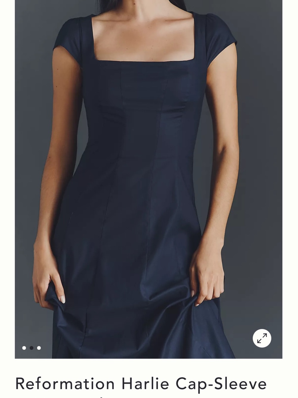 Reformation Harlie Cap-Sleeve Navy Midi Dress | NWT - Picture 3 of 9